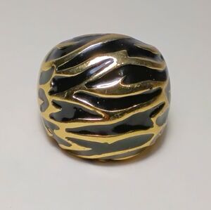 Zebra Striped Black&Gold Chunky Ring Sz 8